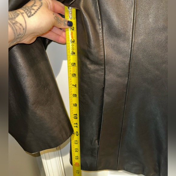 Black Genuine Leather Jacket Wilsons Leather Thinsulate Red Quilted Lining XXL - Picture 14 of 16